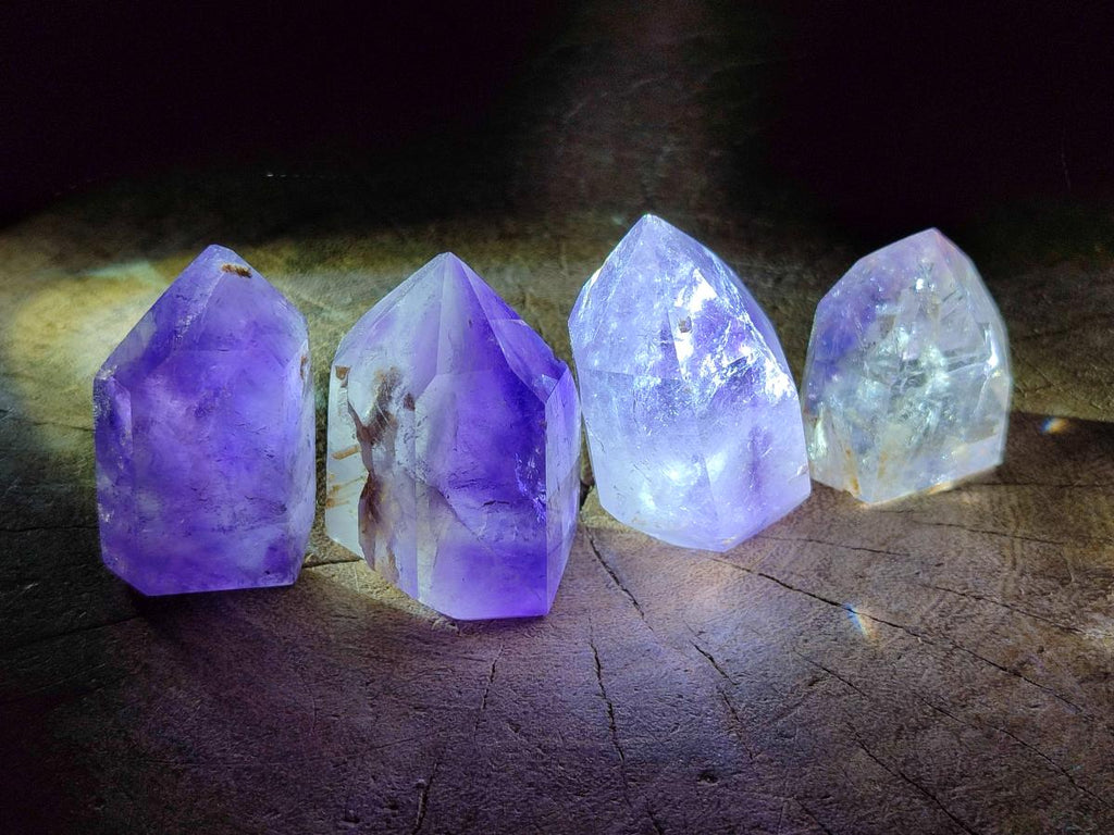 Polished Window Amethyst Crystals x 12 From Akansobe, Madagascar