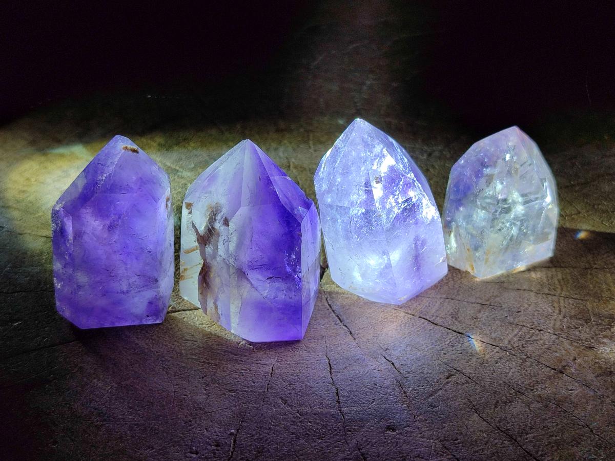 Polished Window Amethyst Crystals x 12 From Akansobe, Madagascar