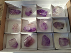 Polished Window Amethyst Crystals x 12 From Akansobe, Madagascar