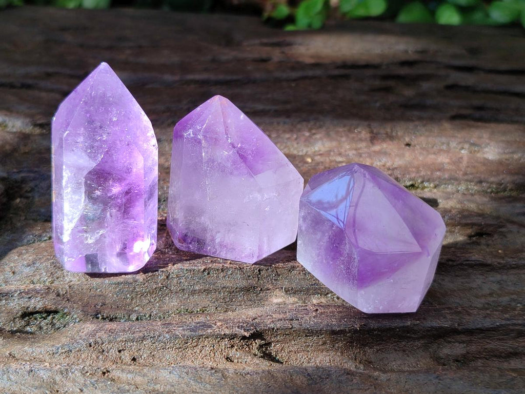 Polished Window Amethyst Crystals x 12 From Akansobe, Madagascar