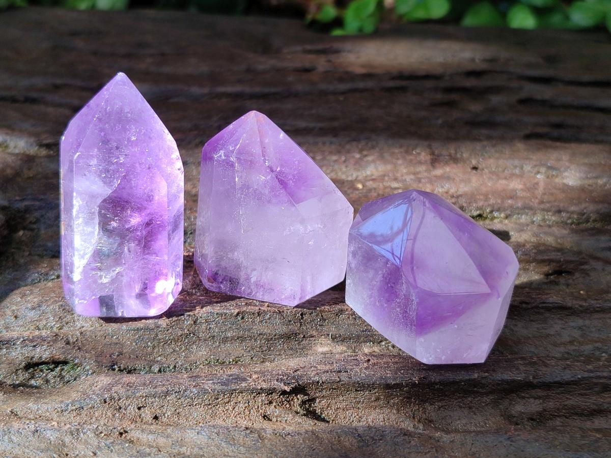 Polished Window Amethyst Crystals x 12 From Akansobe, Madagascar