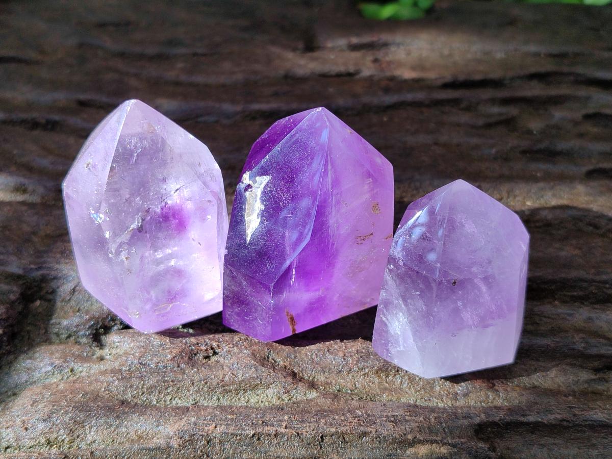Polished Window Amethyst Crystals x 12 From Akansobe, Madagascar
