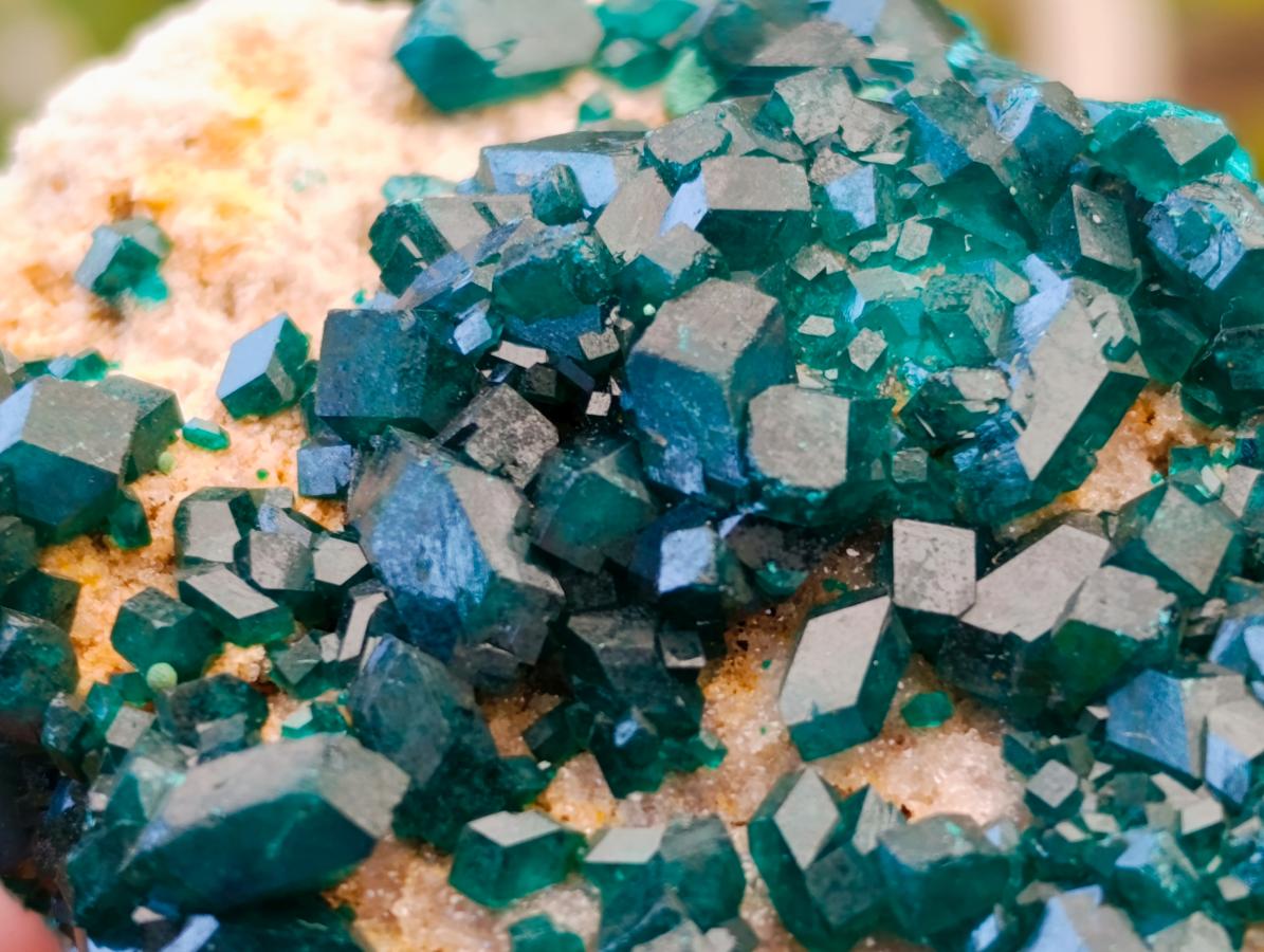 Natural Dioptase on Dolomite Specimens x 3 From Likasi, Congo