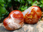 Polished Carnelian Agate Gemstone Hearts x 6 From Madagascar
