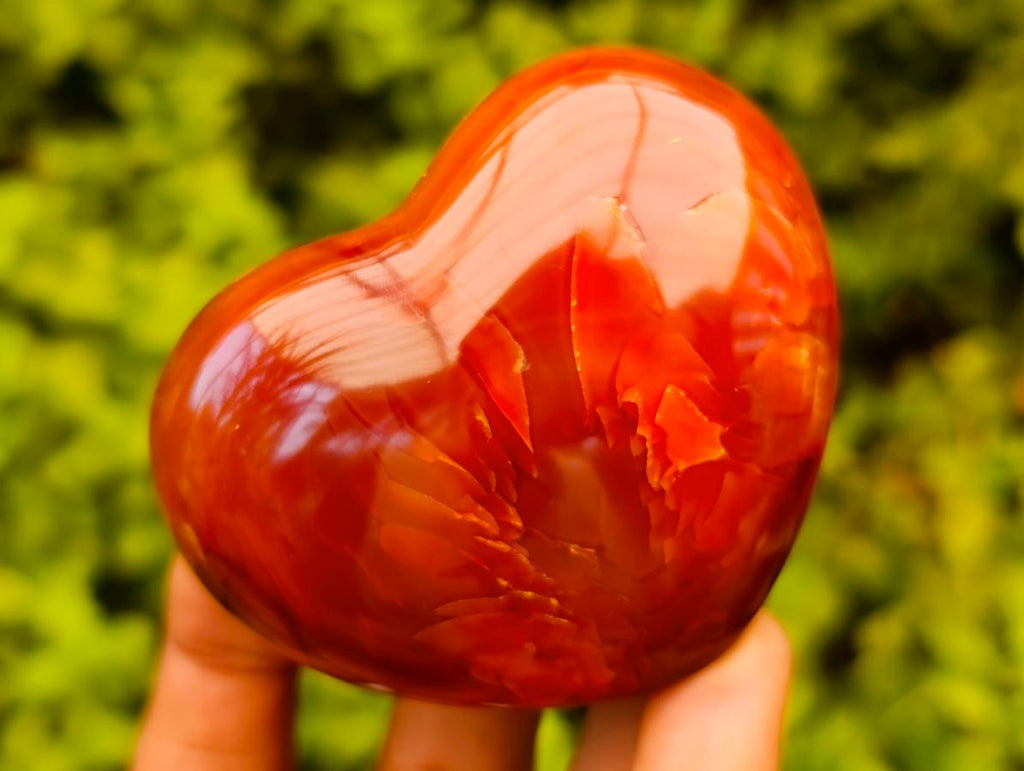 Polished Carnelian Agate Gemstone Hearts x 6 From Madagascar