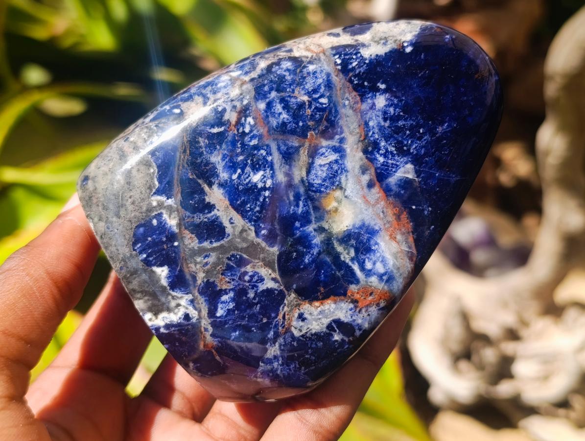 Polished Sodalite Standing Free Forms x 3 From Kunene River, Namibia
