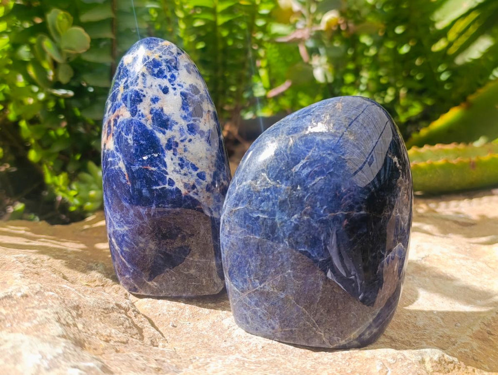 Polished Sodalite Standing Free Forms x 3 From Kunene River, Namibia