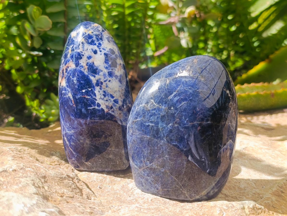 Polished Sodalite Standing Free Forms x 3 From Kunene River, Namibia
