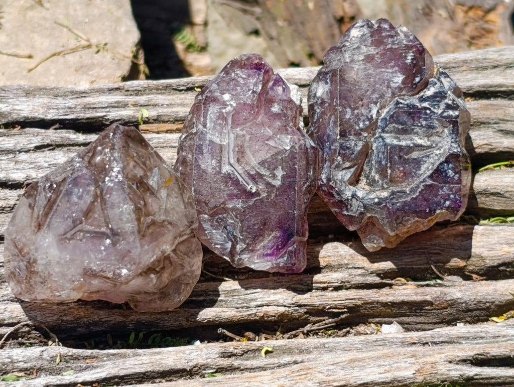 Natural Window Amethyst Crystals x 12 From Chiredzi, Zimbabwe