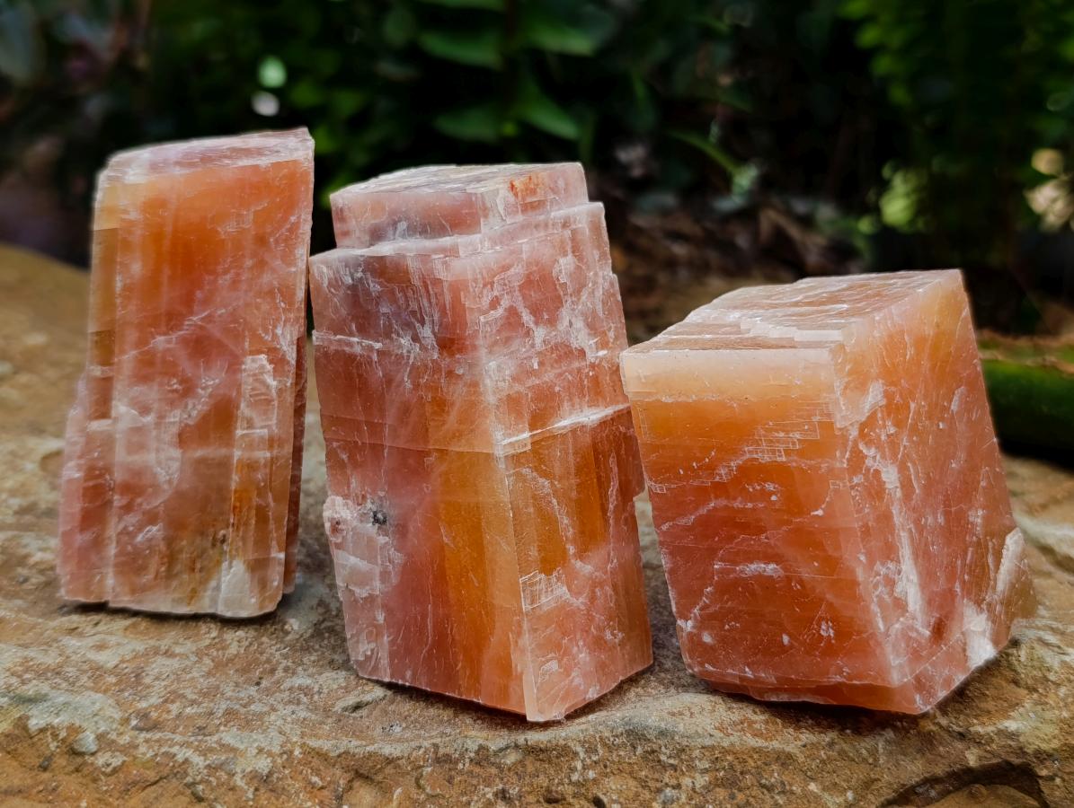 Natural Rhombohedral Sunset Orange Calcite Specimens x 12 From Spitzkop, Namibia
