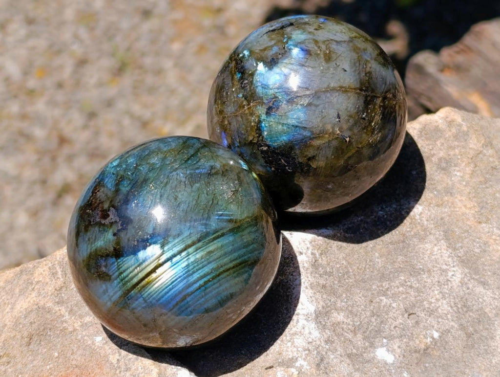 Polished Labradorite Spheres x 6 From Madagascar - Toprock Gemstones and Minerals 