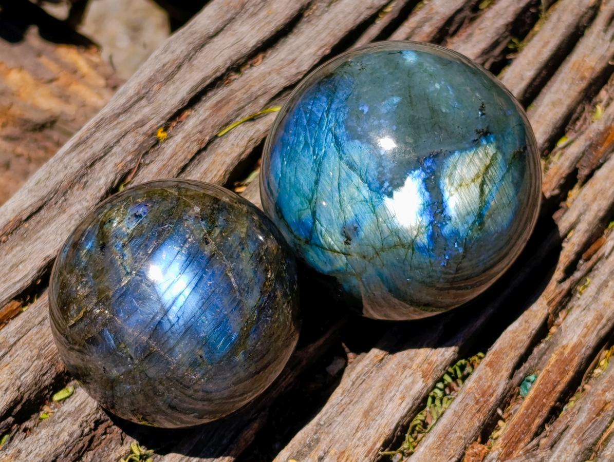 Polished Labradorite Spheres x 6 From Madagascar - Toprock Gemstones and Minerals 