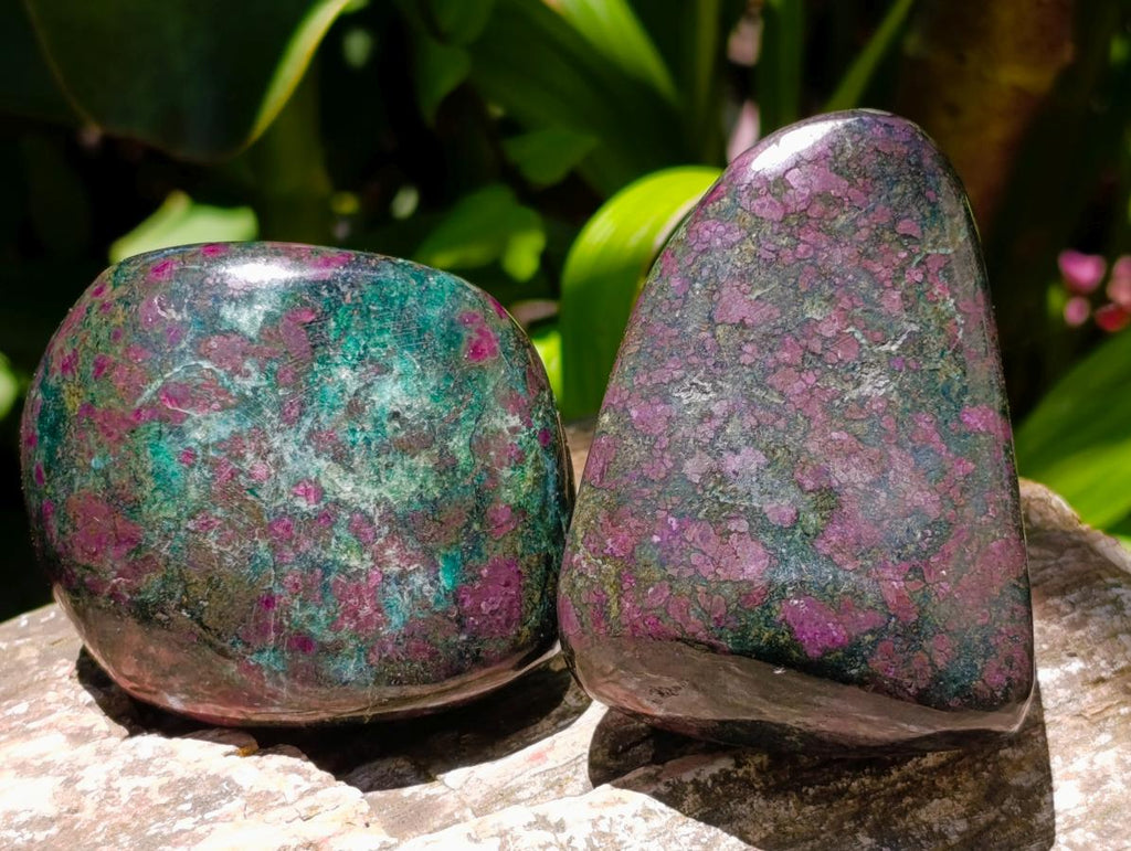 Polished Ruby Corundum In Chrome Verdite Free Forms x 6 From Mutoko, Zimbabwe