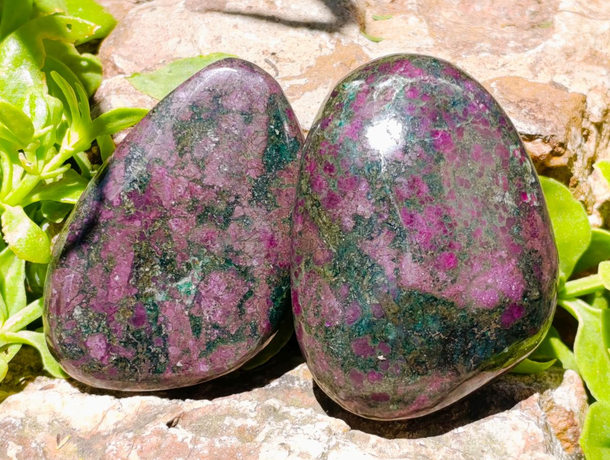 Polished Ruby Corundum In Chrome Verdite Free Forms x 6 From Mutoko, Zimbabwe
