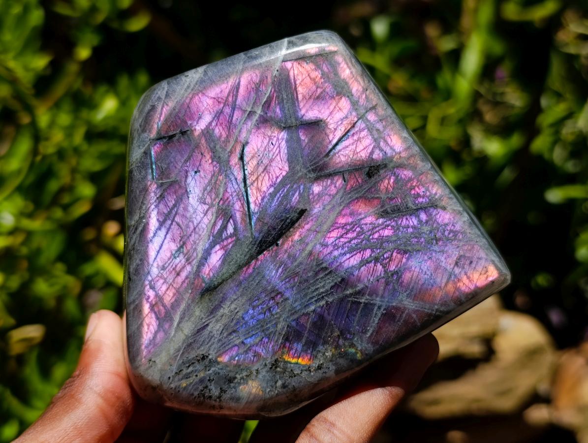 Polished Rare Purple Sunset Flash Labradorite Standing Free Forms x 2 From Madagascar