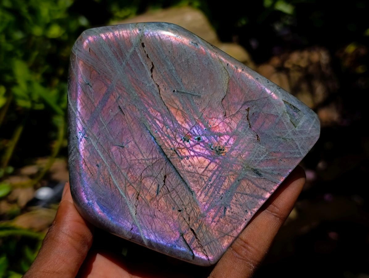 Polished Rare Purple Sunset Flash Labradorite Standing Free Forms x 2 From Madagascar