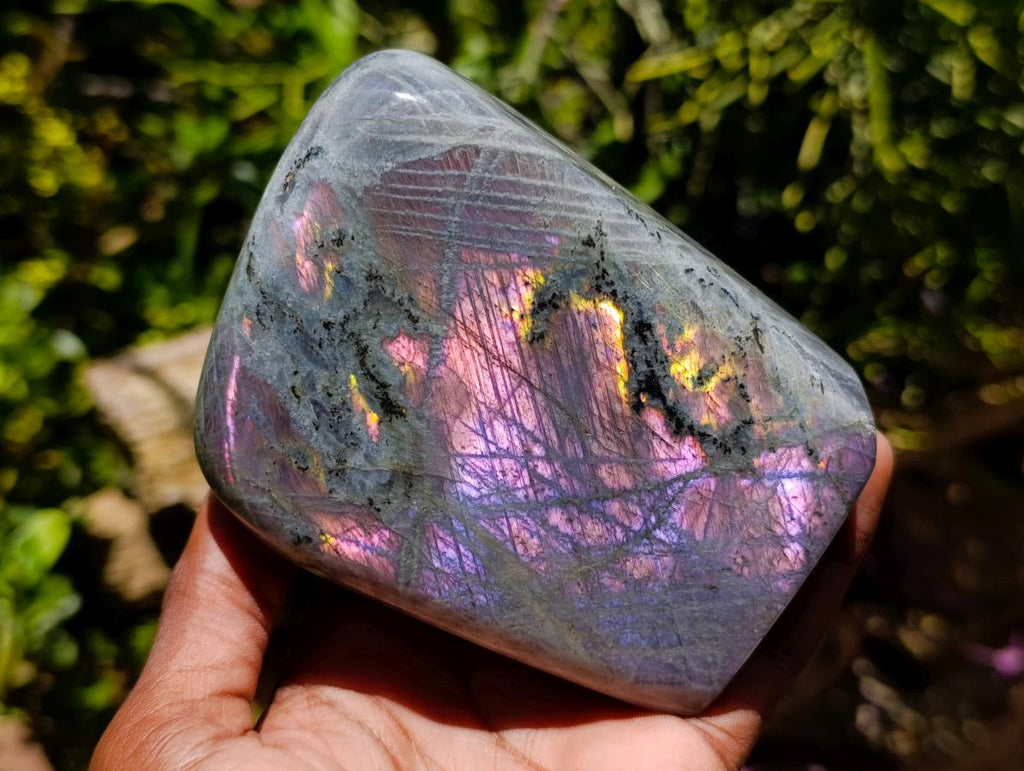 Polished Rare Purple Sunset Flash Labradorite Standing Free Forms x 2 From Madagascar