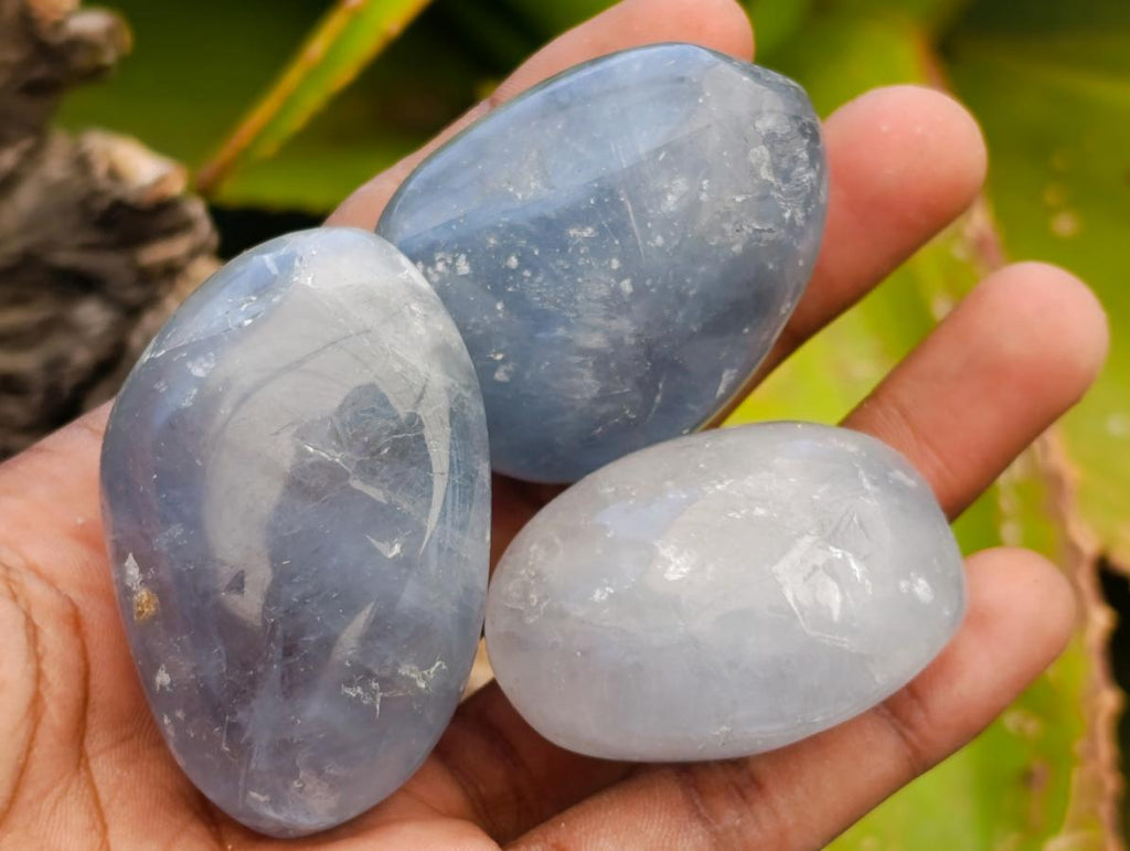 Polished Rare Blue Celestite Free Forms x 12 From Sakoany, Madagascar