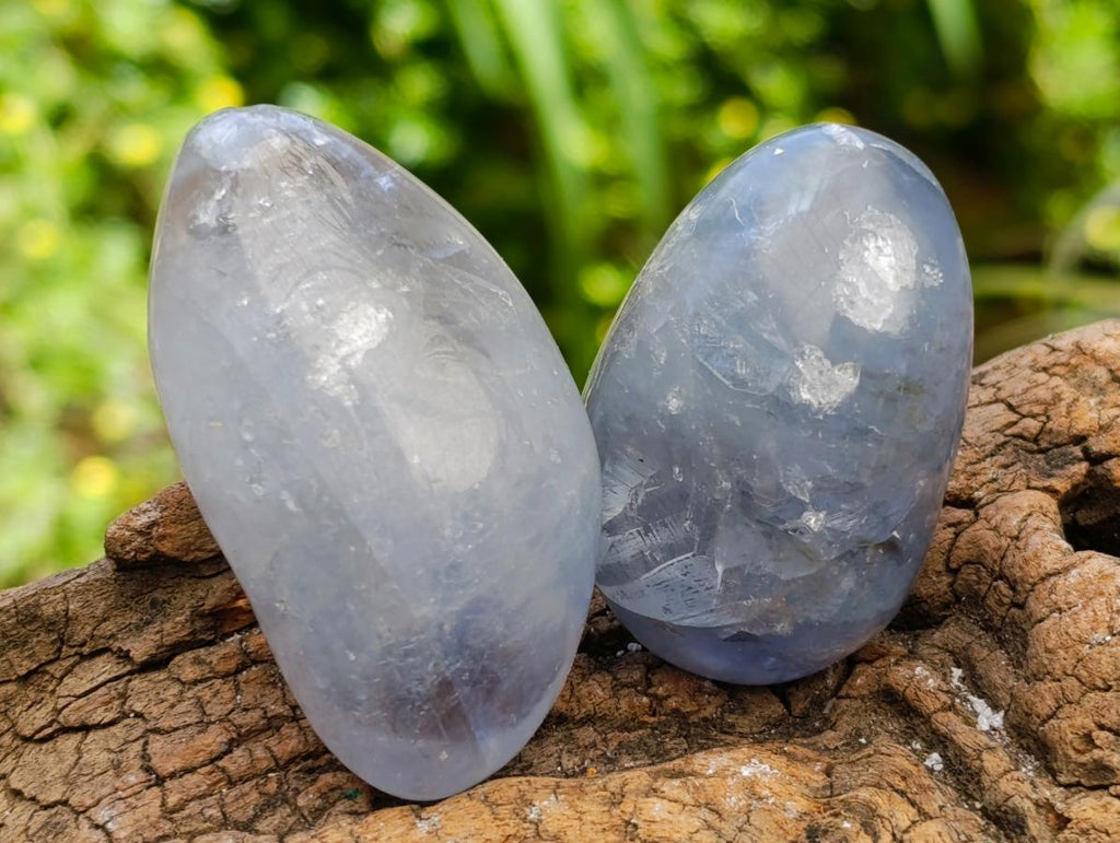 Polished Rare Blue Celestite Free Forms x 12 From Sakoany, Madagascar