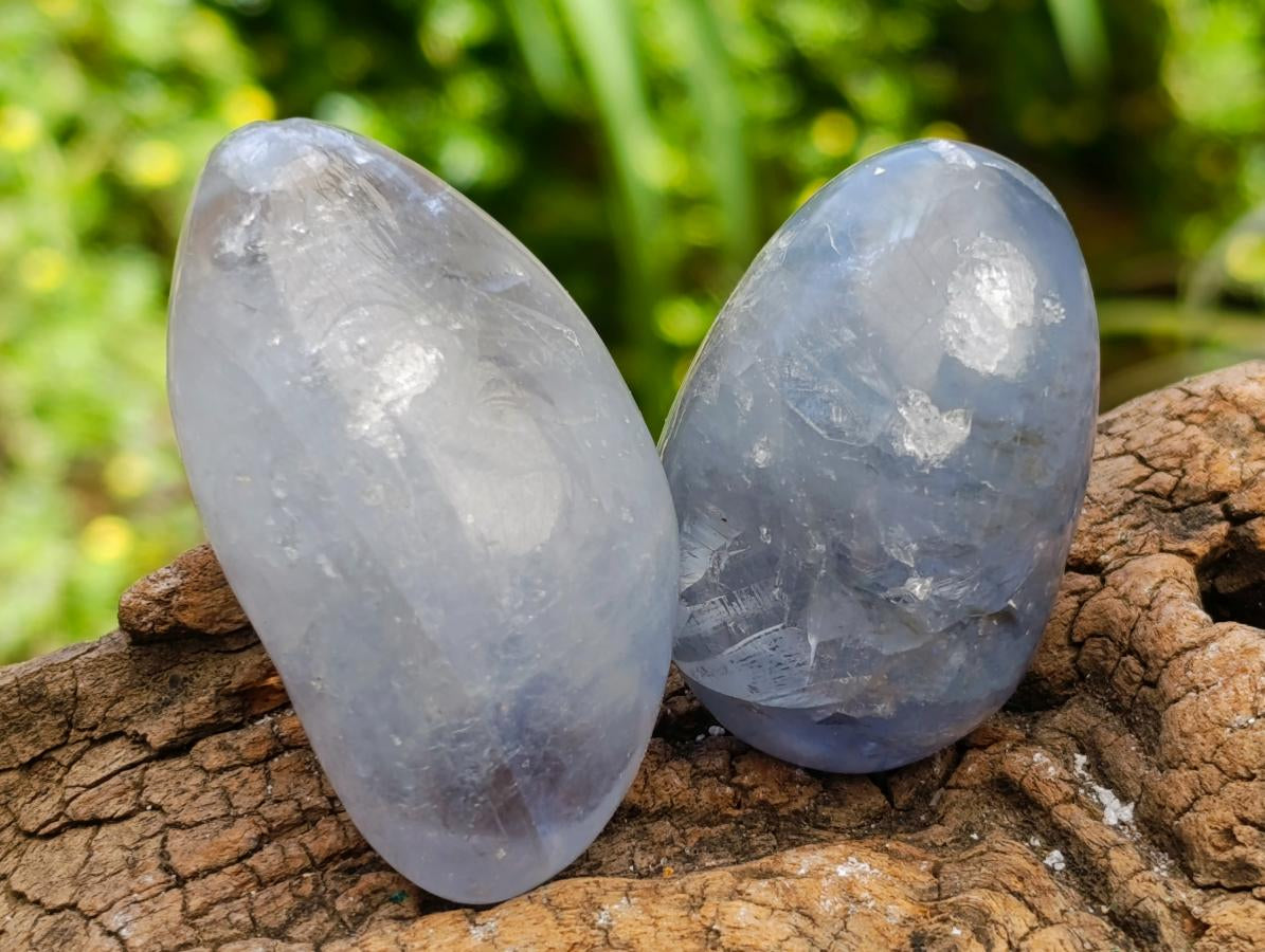 Polished Rare Blue Celestite Free Forms x 12 From Sakoany, Madagascar