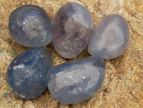 Polished Rare Blue Celestite Free Forms x 12 From Sakoany, Madagascar