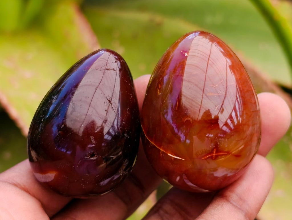 Polished Carnelian Agate Gemstone Eggs x 17 From Madagascar