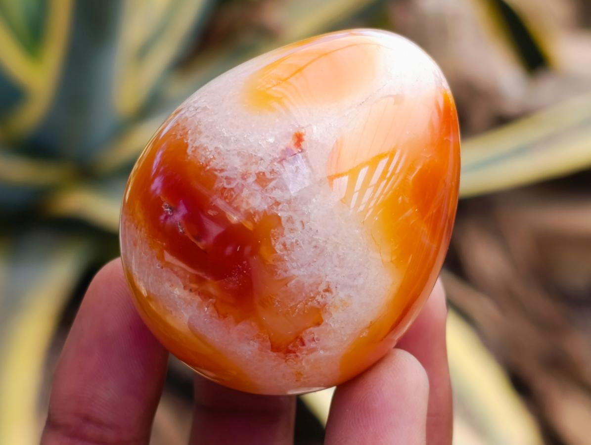 Polished Carnelian Agate Gemstone Eggs x 17 From Madagascar