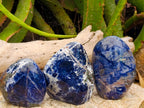 Polished Sodalite Standing Free Forms x 3 From Kunene River, Namibia