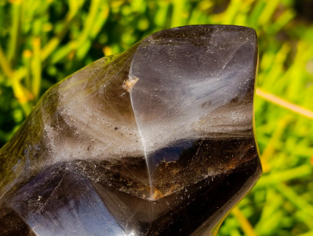 Polished Smokey Window Quartz Flames x 3 From Madagascar