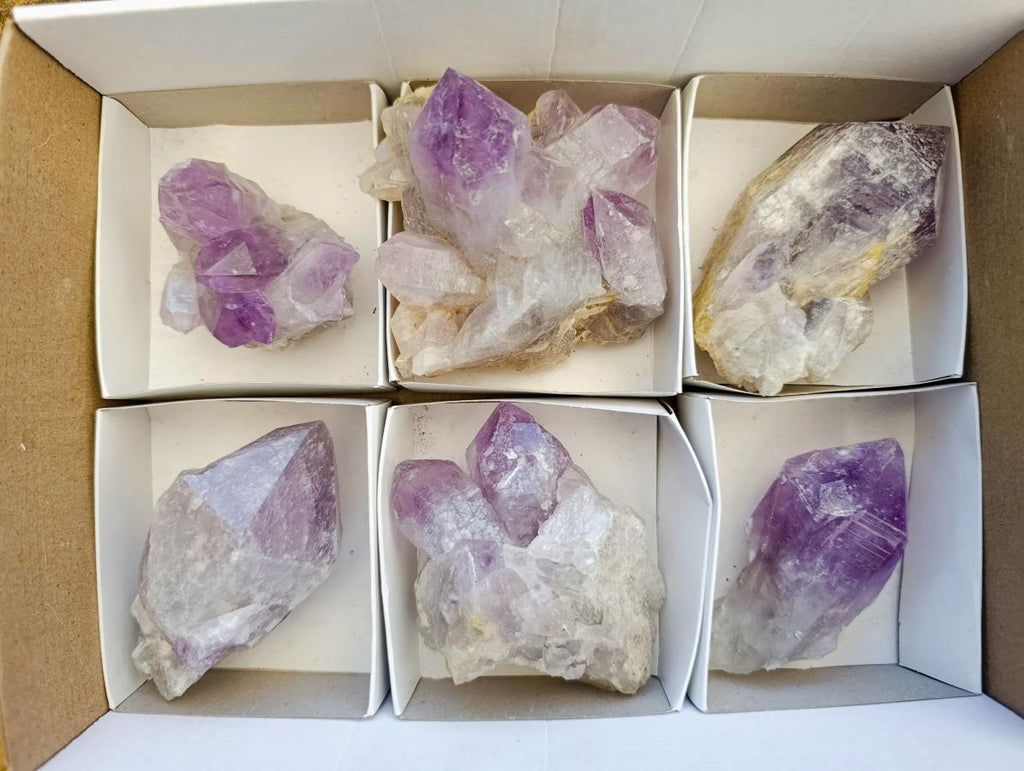 Natural Jacaranda Amethyst Crystal Clusters x 6 From Mumbwa, Zambia