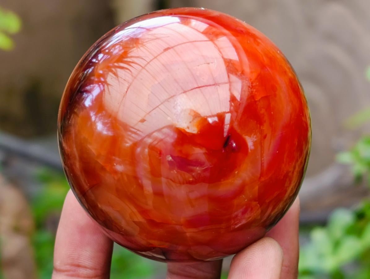 Polished Large Carnelian Agate Gemstone Spheres x 3 From Madagascar
