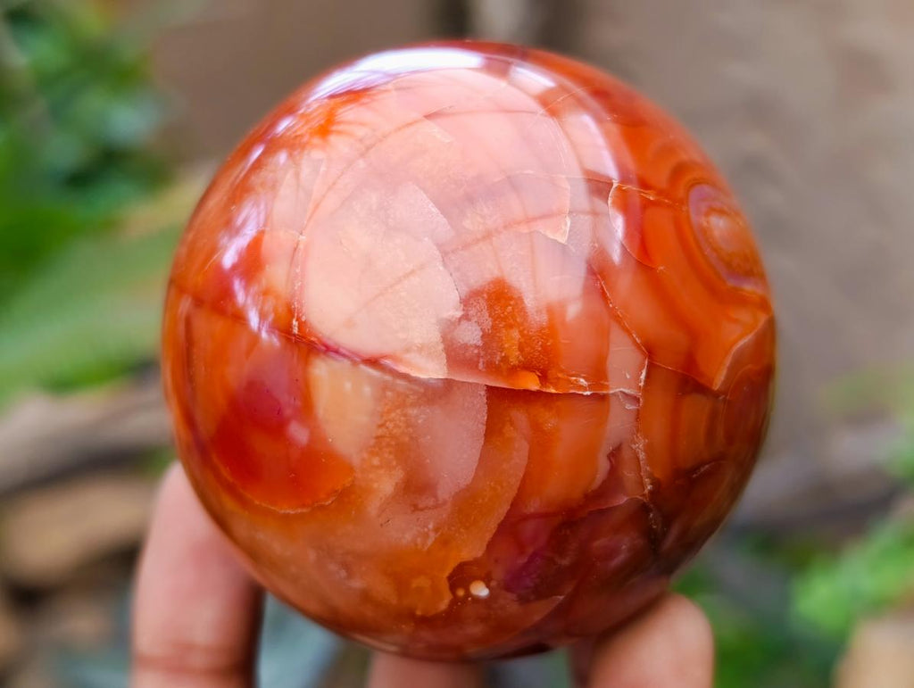 Polished Large Carnelian Agate Gemstone Spheres x 3 From Madagascar