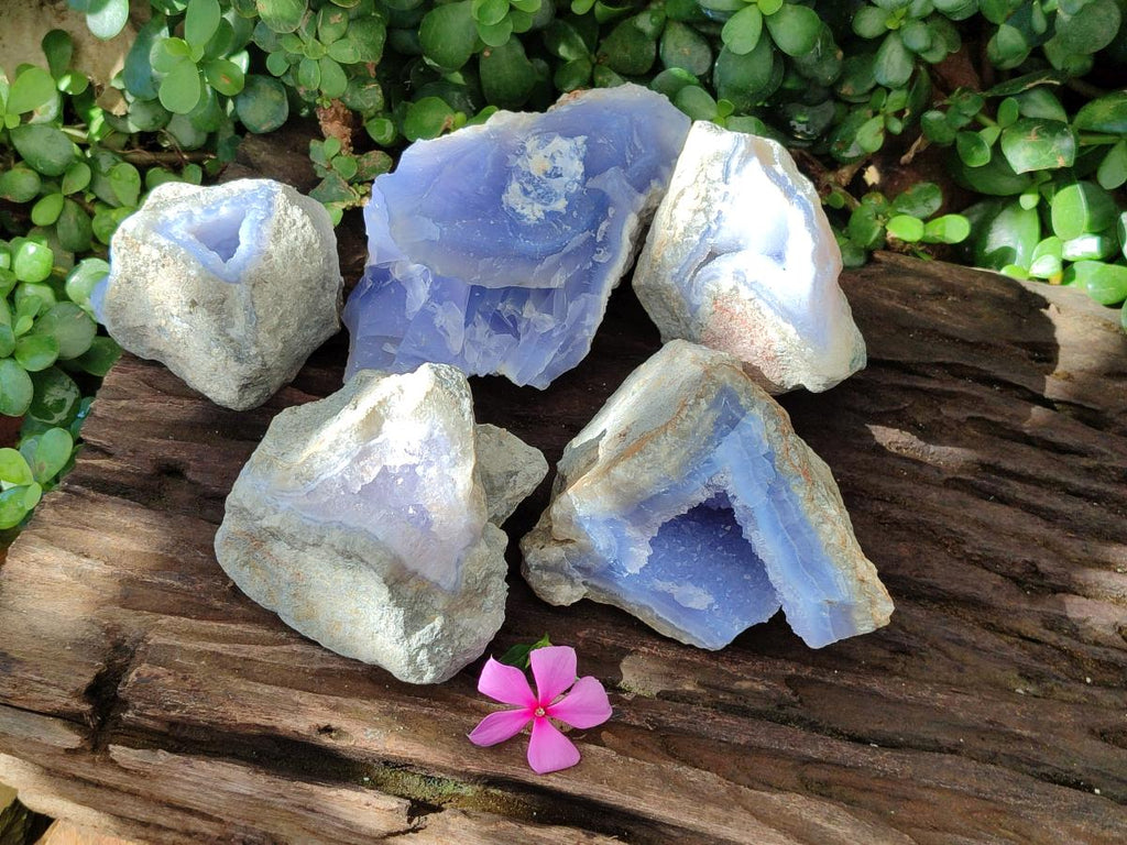 Natural Blue Lace Agate Specimens x 5 From Nsanje, Malawi - Toprock Gemstones and Minerals 