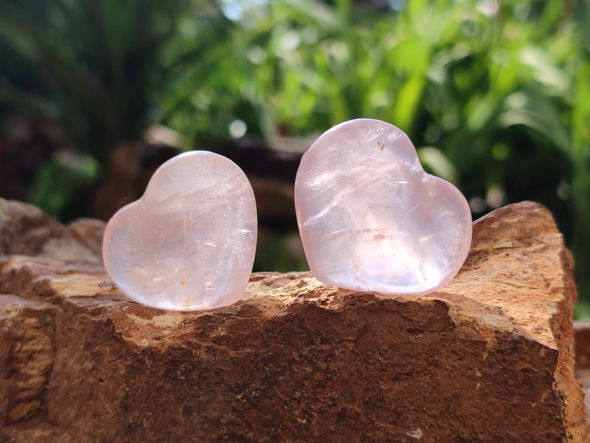 Polished Gemmy Rose Quartz Hearts x 20 From Madagascar