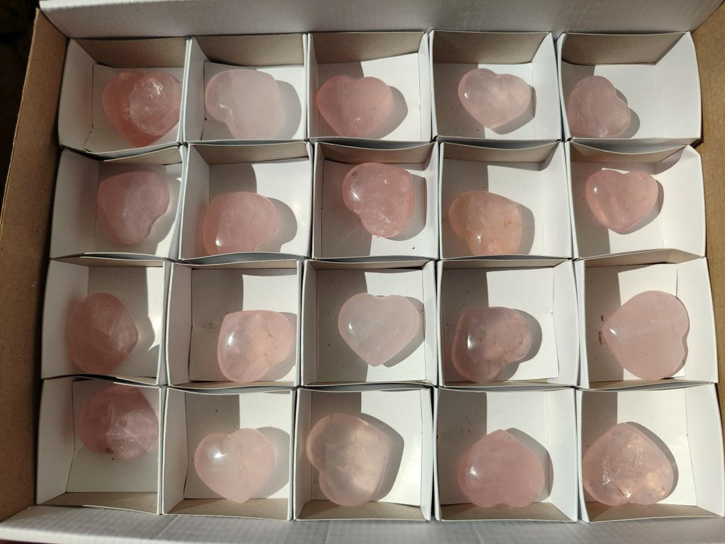 Polished Gemmy Rose Quartz Hearts x 20 From Madagascar