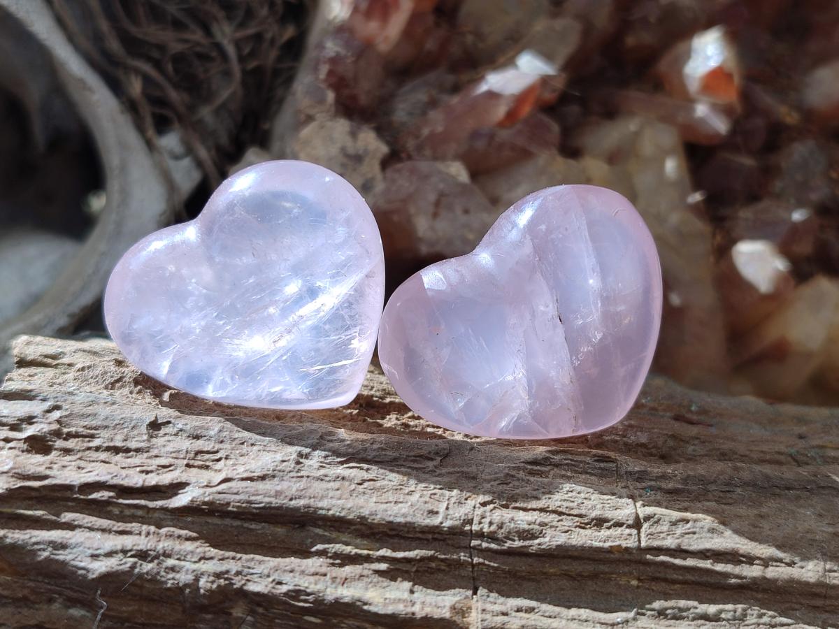 Polished Gemmy Rose Quartz Hearts x 20 From Madagascar