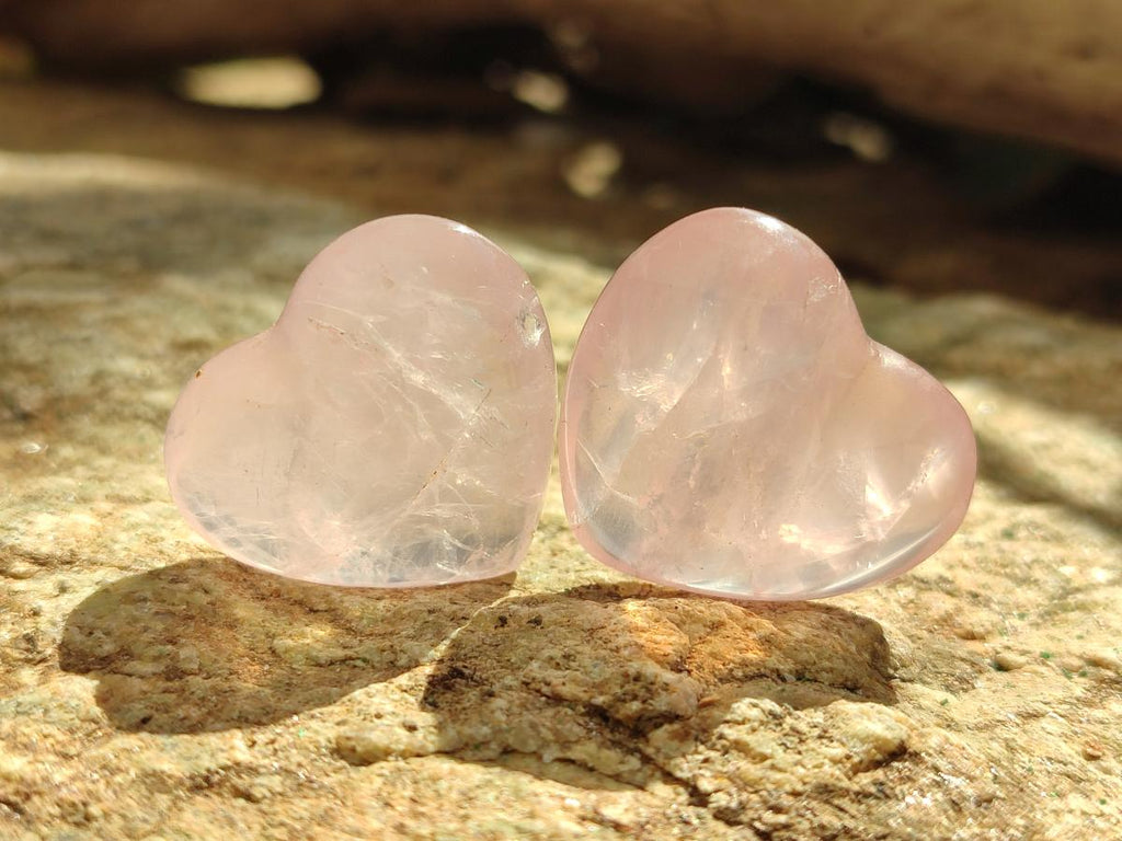 Polished Gemmy Rose Quartz Hearts x 20 From Madagascar