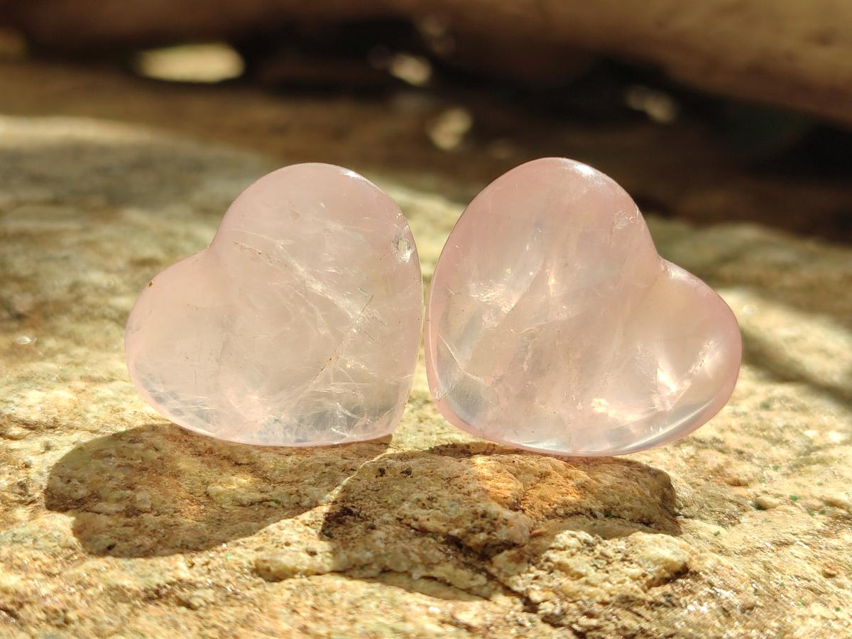Polished Gemmy Rose Quartz Hearts x 20 From Madagascar