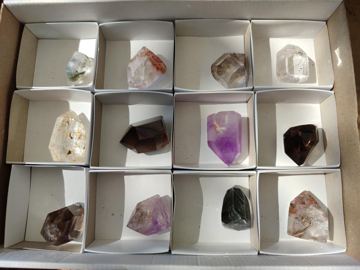 Polished Quartz Crystals With Inclusions x 12 From Madagascar