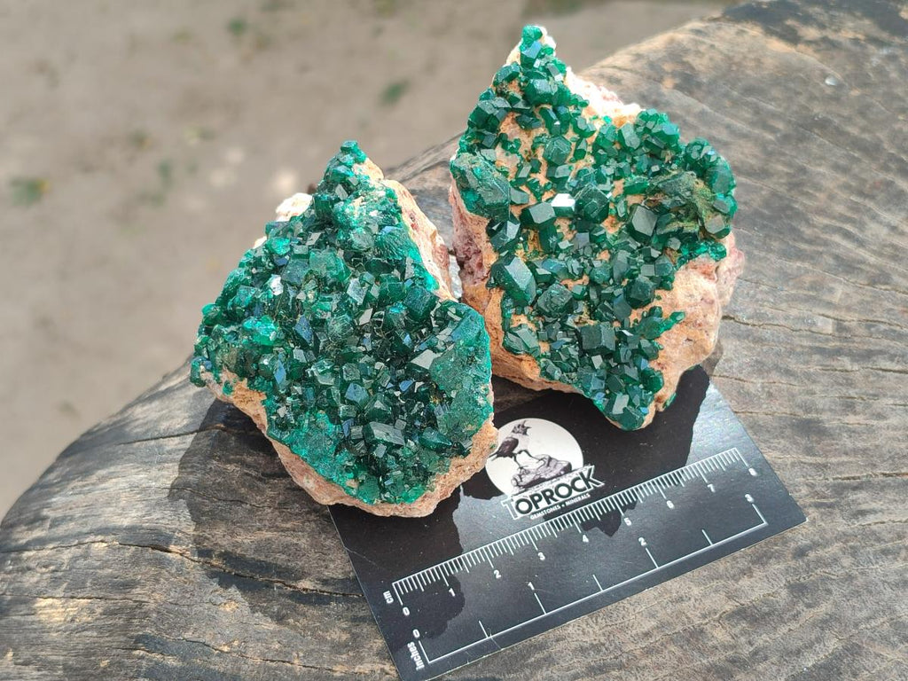 Natural Dioptase on Dolomite Specimens x 3 From Likasi, Congo