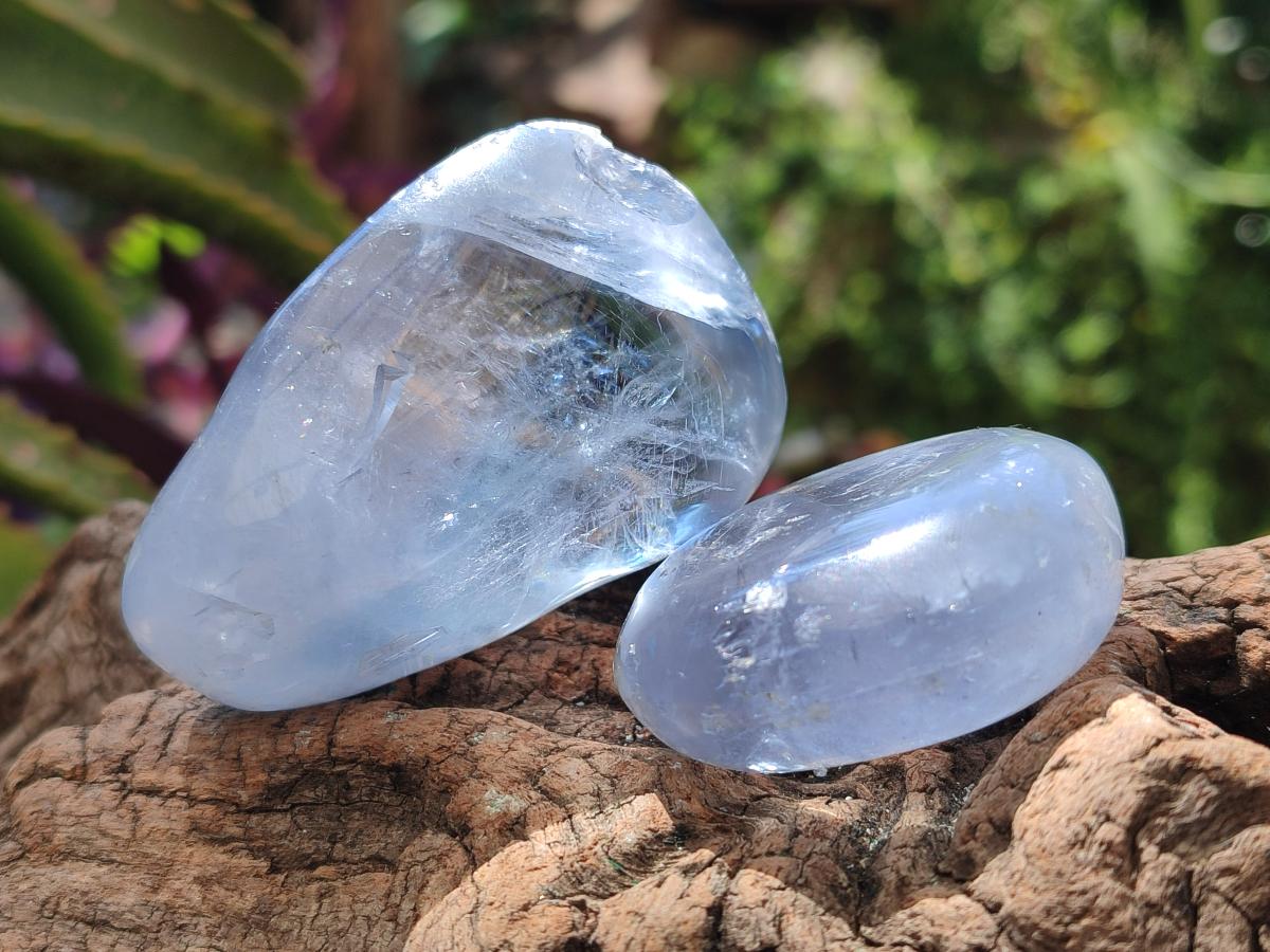 Polished Large Blue Celestite Free Forms x 12 Sakoany, Madagascar