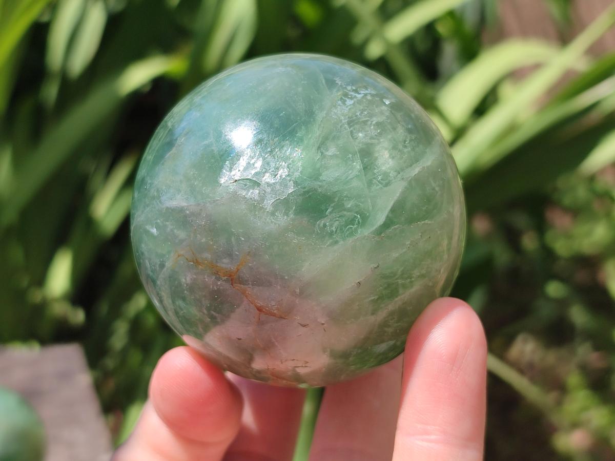 Polished Green Fluorite Spheres x 4 From Madagascar