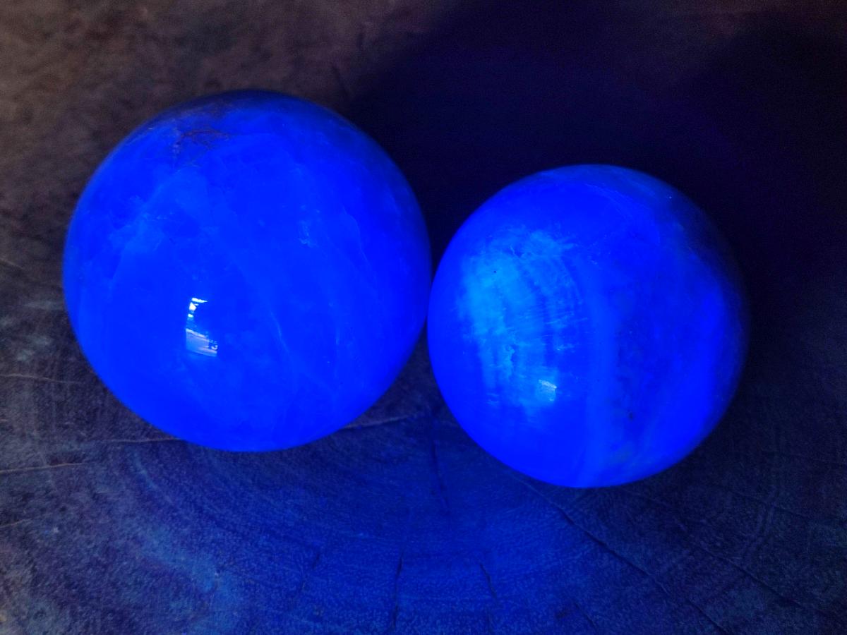 Polished Green Fluorite Spheres x 4 From Madagascar