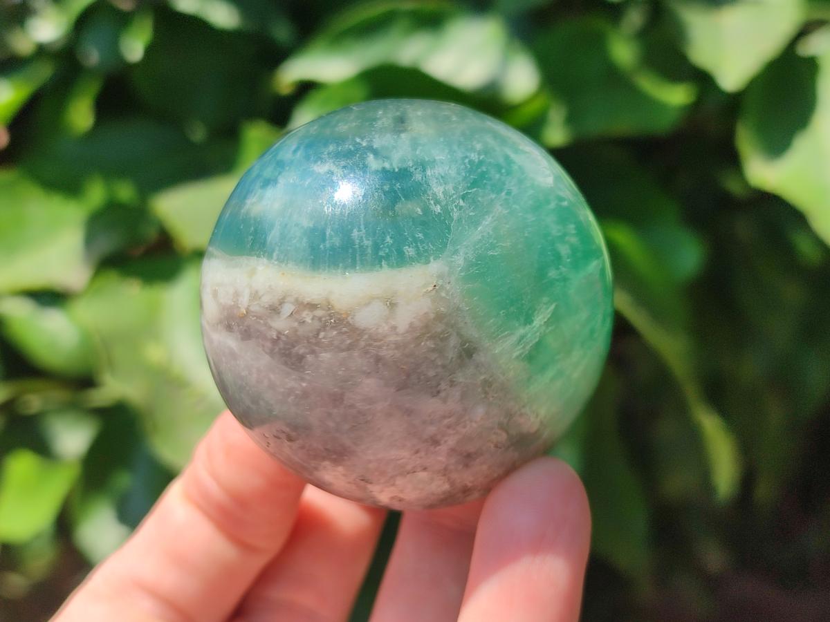 Polished Green Fluorite Spheres x 4 From Madagascar