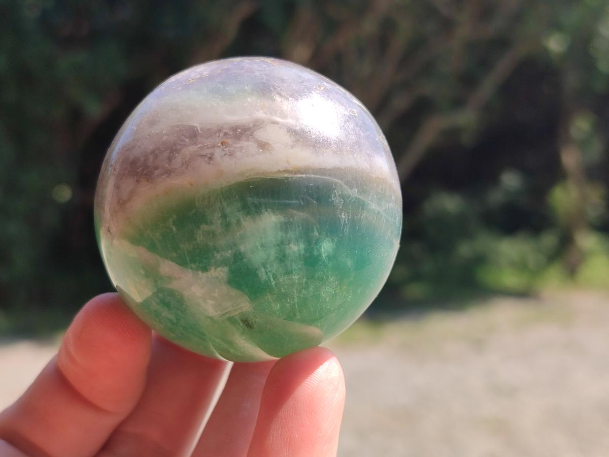 Polished Green Fluorite Spheres x 4 From Madagascar