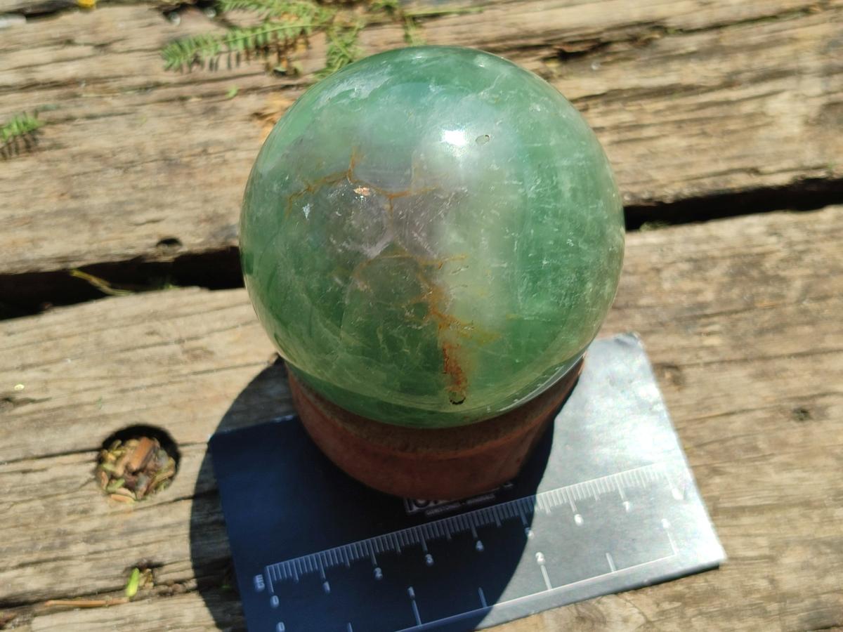 Polished Green Fluorite Spheres x 4 From Madagascar