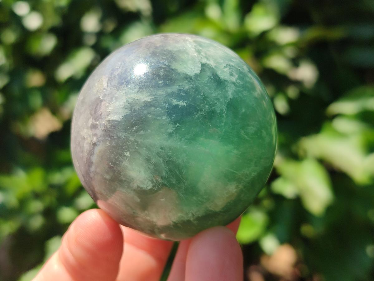 Polished Green Fluorite Spheres x 4 From Madagascar