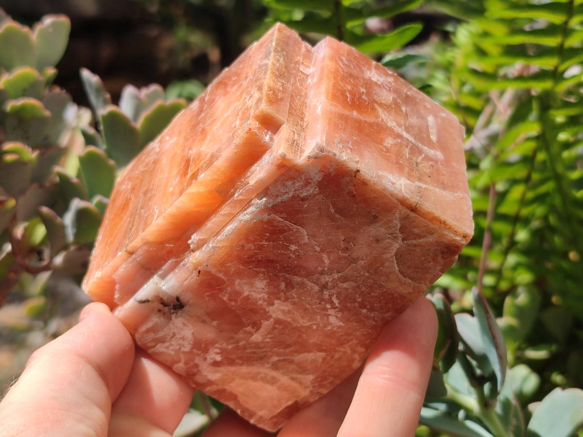Natural Large Rhombohedral Sunset Orange Calcite Specimens x 4 From Spitzkop, Namibia