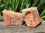 Natural Large Rhombohedral Sunset Orange Calcite Specimens x 4 From Spitzkop, Namibia