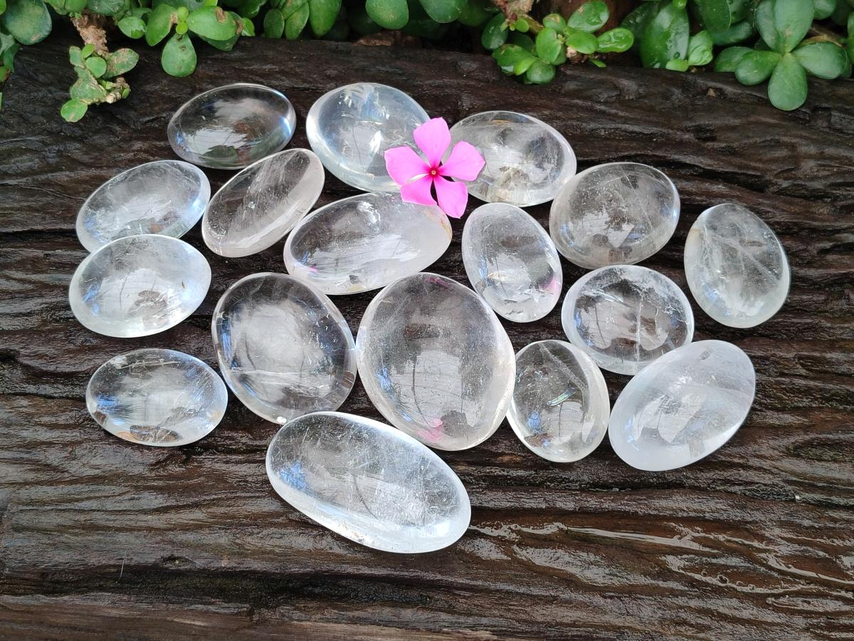 Polished Clear Quartz Galets x 20 From Madagascar